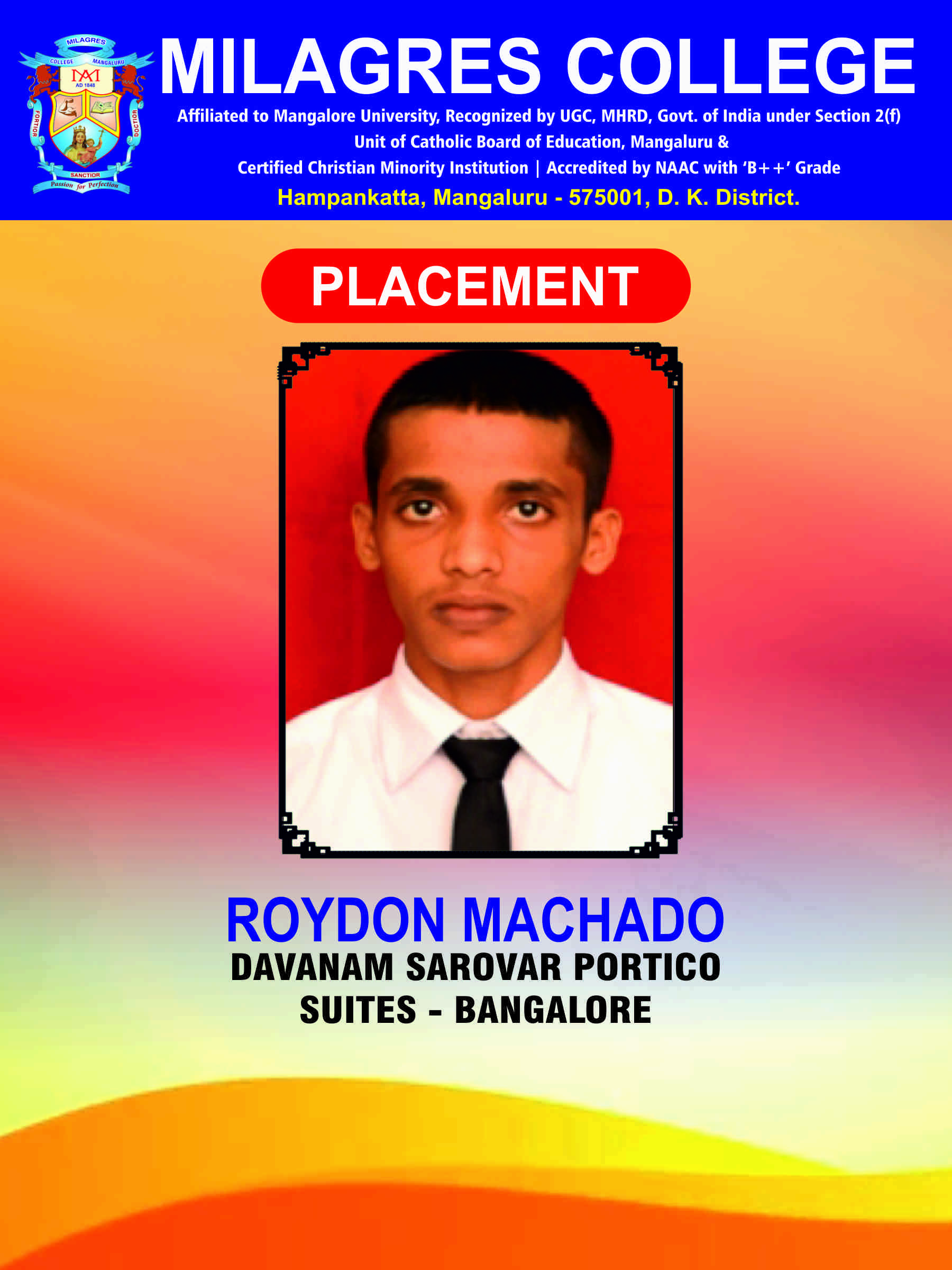 Successfully placed student